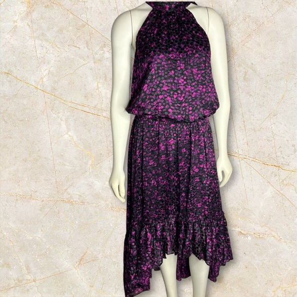 Ramy Brook High-Neck Asymmetric Hem Dress – Berry Floral Print-Brand New w tags. - Picture 2 of 5
